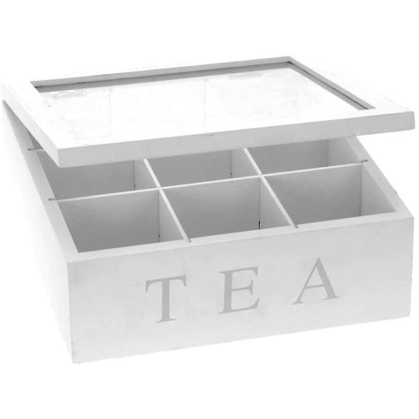 Puinen teelaatikko, 9 lokeroa Valkoinen teelaatikko