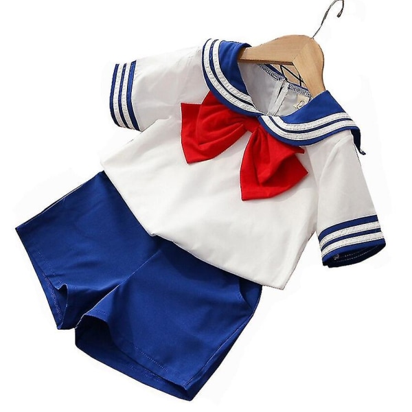 90-130 cm Børn Drenge Piger Sailor Moon Cosplay kostumer Japansk stil Kawaii Cute Primary School Uniform Choir Dance Tøj Boy set 90cm height