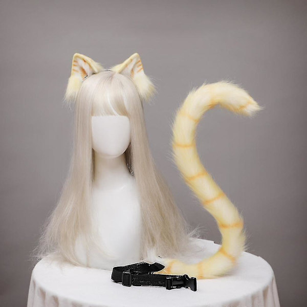 Plush Kattungar Realistiska Lolita Hårband Kattsvans Cosplay Tillbehör Handgjorda Simulerade Djuröron Halloween Huvudbonader Kawaii