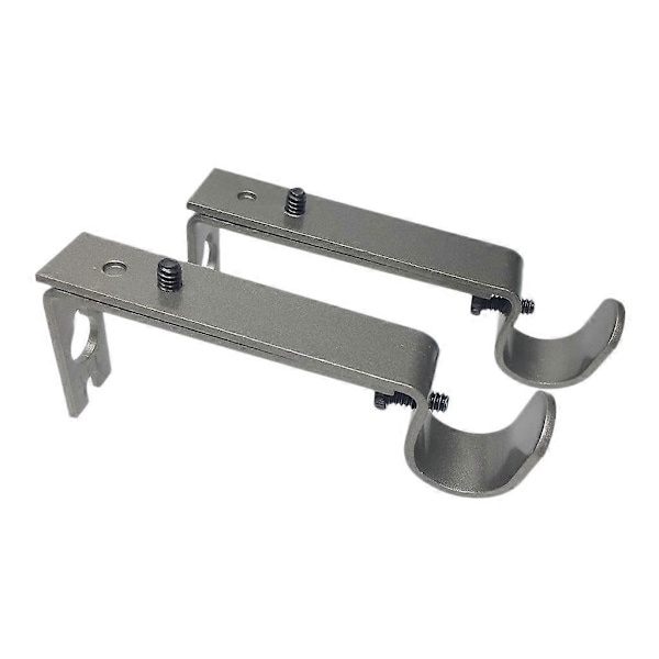 2 Stycken Justerbara Metall Gardinstång Väggfäste Krok Hållare Silver Grey