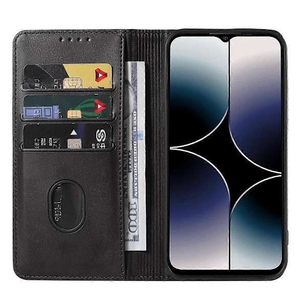 Magneettisuljettava nahkainen puhelinkotelo Black For Ulefone Note 16 Pro