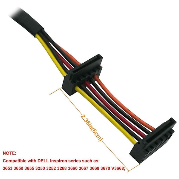 Hdd Sata Virtakaapeli Suorakulmainen Sata 15 Pin X2 Mini 6 Pin Atx Adapteri 3653 3650 Sarjan Yhteensopiva