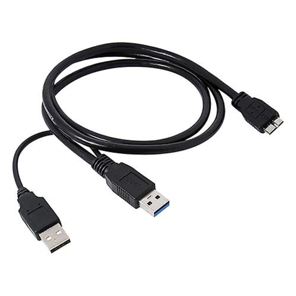 Svart Dual A til Micro-B USB 3.0 Y-kabel for Sumsang Galaxy S5 Note 3 USB HUB