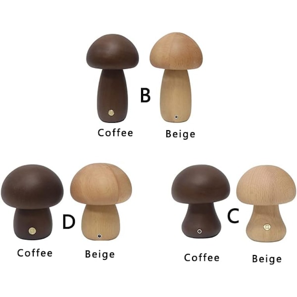 Søt liten sopp nattlampe, tre retro stil bord, USB lading touch switch justerbar nattlampe for soverom stue hjeminnredning