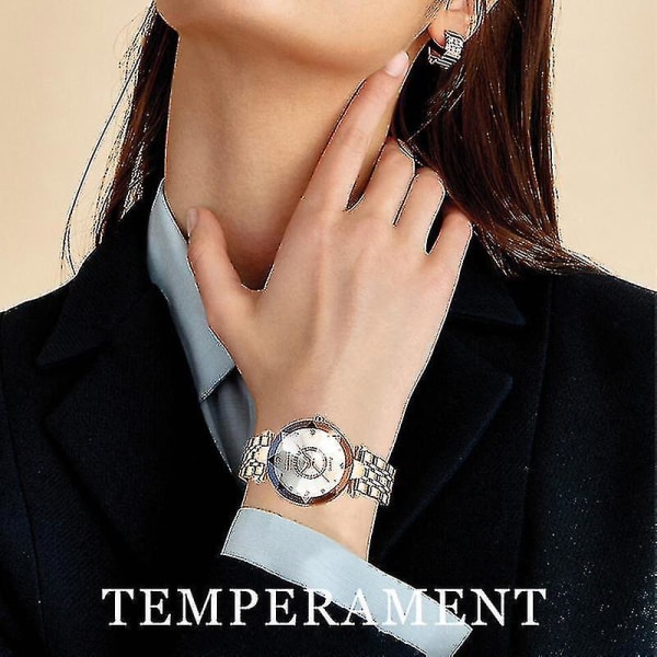 Dame Elegant Rhinestone Watch Vanntett Quartz Armbåndsur Dame Gaver-ksize White