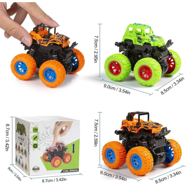 4-pack Acsergery Gift Monster Truck, Pull Back Fordon Leksaksbilar Friktionsdrivna set