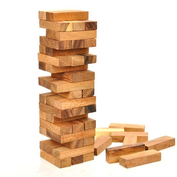 Wood Tumbling Tower Game - Perfekt för festspel, utomhusspel för vuxna och familj, klassiska staplingsblocksspel, s