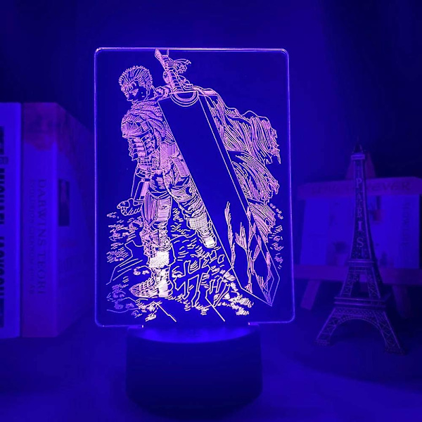 Veeki Berserk Guts Lys Anime Lampe 3d Led Nattlamper 16 Fargeskiftende Bordlampe For Hjemmeinnredning Dekorativ Julegave Manga Lys For Barn