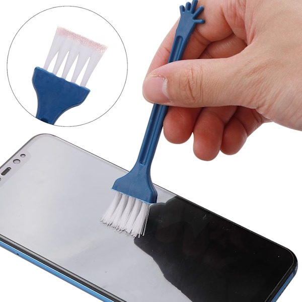 Mobiltelefon rengöringsset 17 delar USB-C mobiltelefon port rengöringsborste set metall dammplugg mobiltelefon högtalarrengöringsborste (silver)