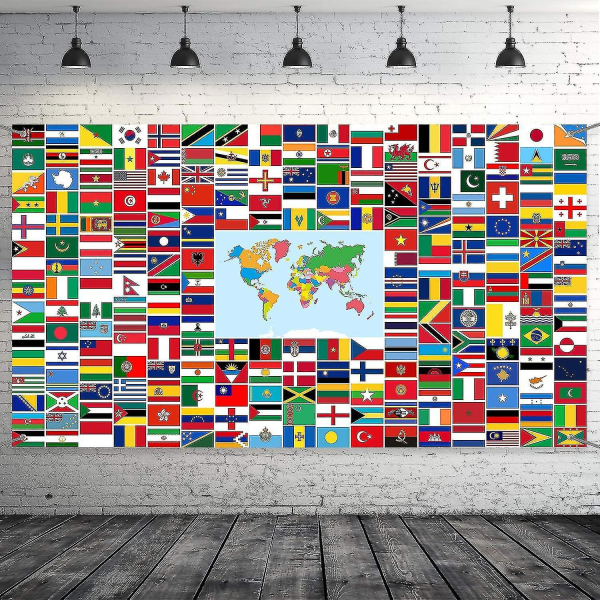 Maailmanlippubanneri Kansainväliset liput Banneri Maan liput Bannerin taustakoristelu messinkiläpiviennillä