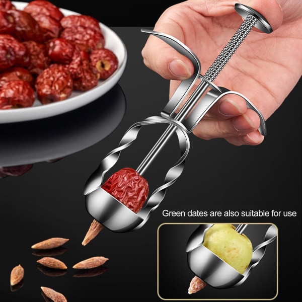 Cherry Pitter Bærbar Rustfritt Stål Uanstrengt Olive Pit Remover Frukt Rød Dadler Corer Kjøkkenverktøy