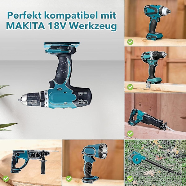Seinäkiinnitettävä työkaluteline Makita/Dewalt Miwatch - 6 kpl 14-18 V sähkötyökalujen poraustyökalujen pidike konepidike työpajan säilytys