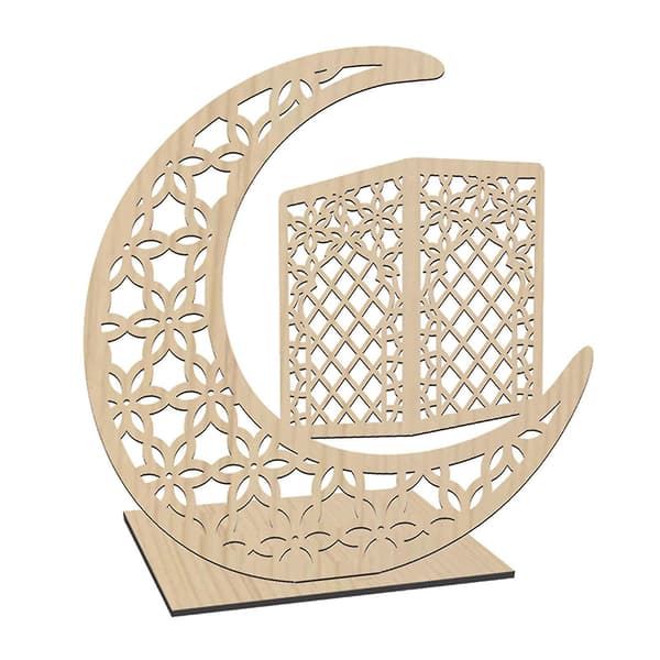 Treplakett Ornament Eid Mubarak Ramadan Borddekorasjon Kunsthåndverk Dekor E
