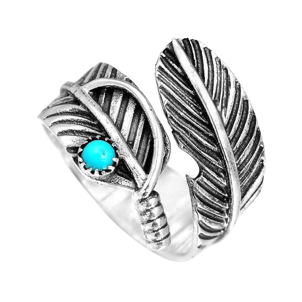 Ringar Boho Fjäder Turkos Justerbar Ring Representerar Nya Början Silver