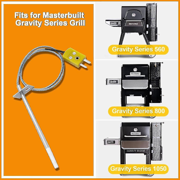 Temperatursonde-sett Kompatibelt med Masterbuilt Gravity Series 560/800/1050 Digital Kullgrill + Røyker Reservedeler, 1-delt