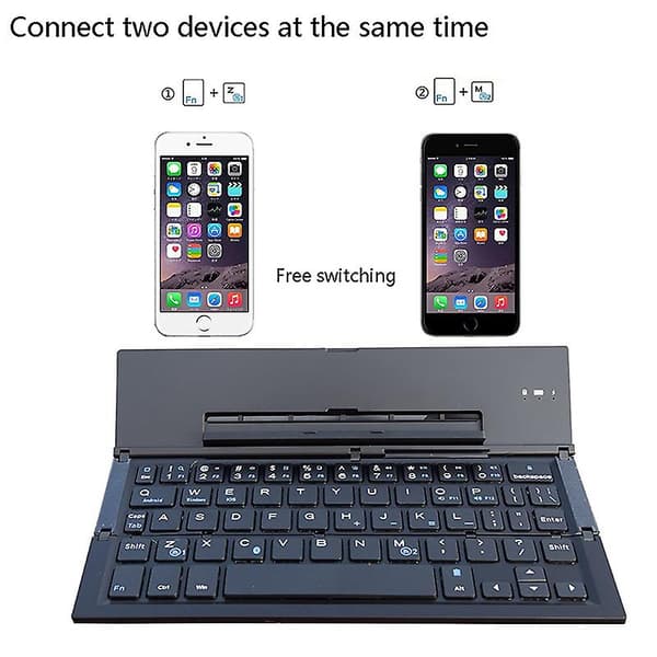 Foldbart tastatur trådløst Bluetooth-tastatur i lommeformat til iPhone, iPad, tablet, bærbare computere og smartphones