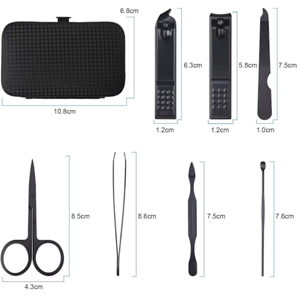 Manicure Pedicure Kit, 7 stk Professionelt Negleklippersæt, Rustfrit stål