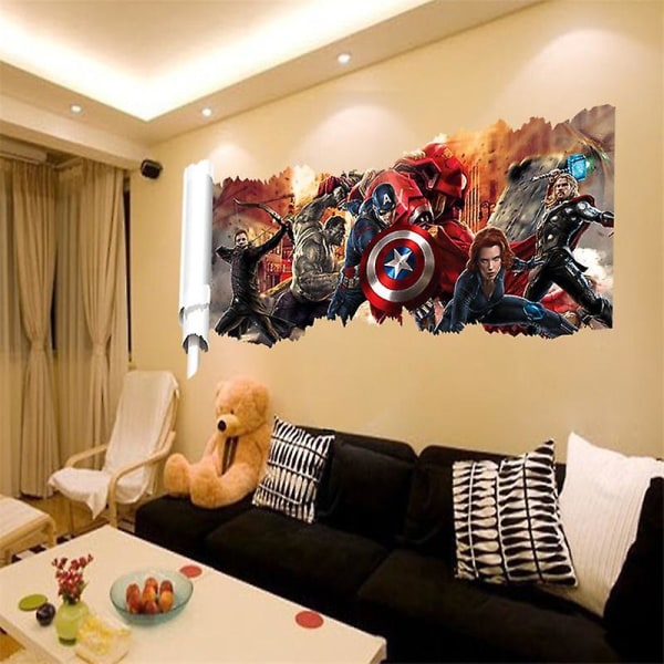 3d Hulk Spiderman tapetklistermärke för barnrum Baby pojke sovrum självhäftande hem väggdekoration Vinyldekor Avengers väggmålning ZYPA1457