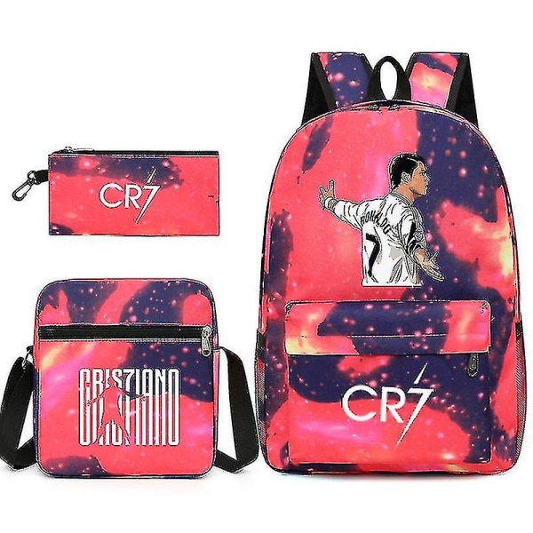 Football Star C Ronaldo Cr7 Rygsæk med tryk omkring eleven Tredelt rygsæk. Xingkongfen 3 Shoulder bag pencil case