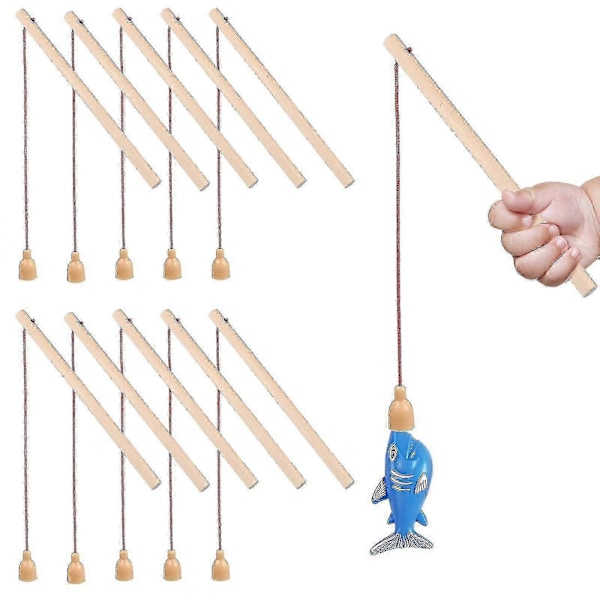 12 st Trämagnetiska Fiske Spön Trä Fiske Spön För Förskolebarn Småbarn Barn-QH