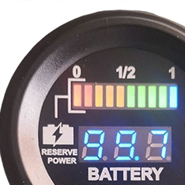 Rund LED Digital Batterimätare Urladdningsindikator Timräknare Laddningsstatus
