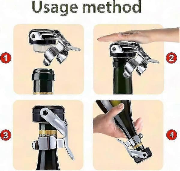 2 stk. Champagneflaskeprop i rustfrit stål til Cava Prosecco Mousserende Vinflaskeforsegling TY Silver black 2pcs