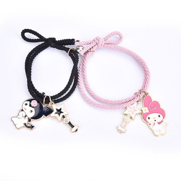 Romantisk 2 stk/par magnet par armbånd elskere Søt tegneserie matchende partner Kuromi Melody