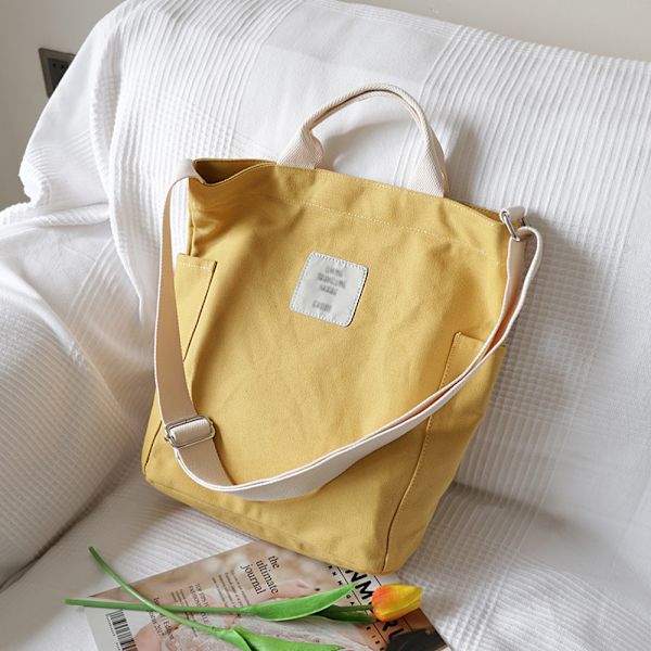 Canvas Håndtaske til Kvinder, Shoppingtaske til Fritidsaktiviteter yellow