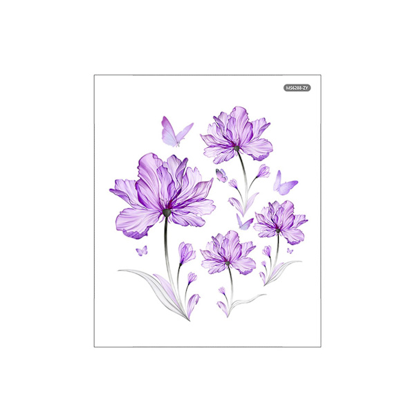 Toalettstickers med Levande Färger Blommönster Långvarig Vattentät PVC Väggdekaler för Hembadrum