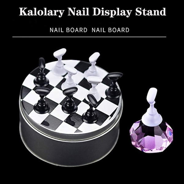 1 set Nail Art -harjoitusteline nail art , magneettinen kynsijalusta, kärkien pidikkeet, kristallipidike shakkilaudan sormenkynsien tee-se-itse harjoitusharjoitus Purple