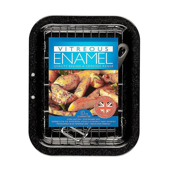 Emaljert Lite Grillpanne Med Rist 28cm X 22cm