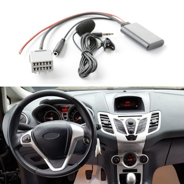 1 sett Bluetooth-kabel for Ford Fiesta 2008-2010 bil Bluetooth 5.0aux adapterkabel med mikrofon