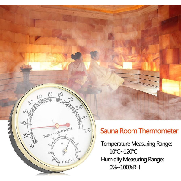 In 1 sauna rumtermometer Hygrometer, Celsius Meter Indendørs fugt- og temperaturmonitor med højtemperaturbestandig metalskive, til værksted