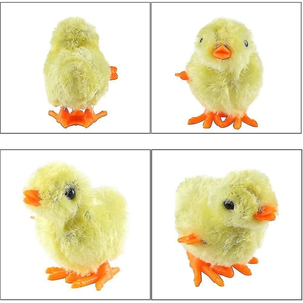 12-pak påske-oprulningslegetøj, plys-kylling-oprulningslegetøj Fluffy Chicken Clockwork