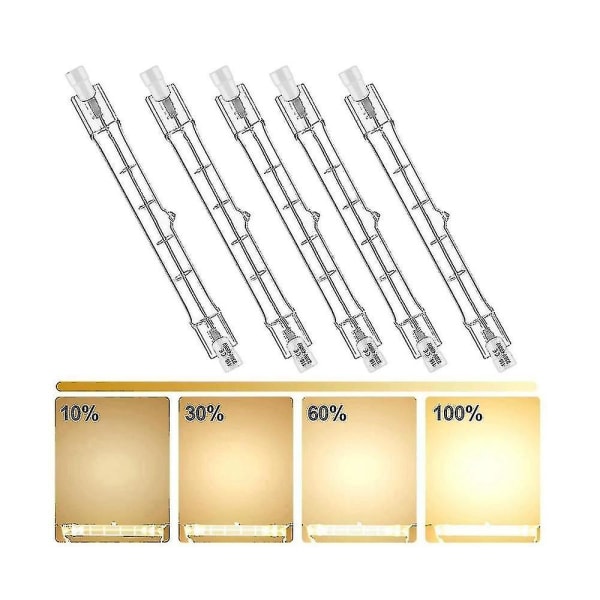 5 Pack R7s 118mm 300w 230v,r7s halogen lineær pære, dæmpbar halogenlampe til byggeri Wo