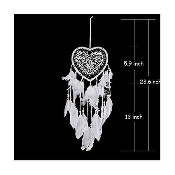 Hjerte Boho Drømmefanger, Med LED Lys Hjerteformet Drømmefanger Anheng Boho Stil Dekor For Jentegaver