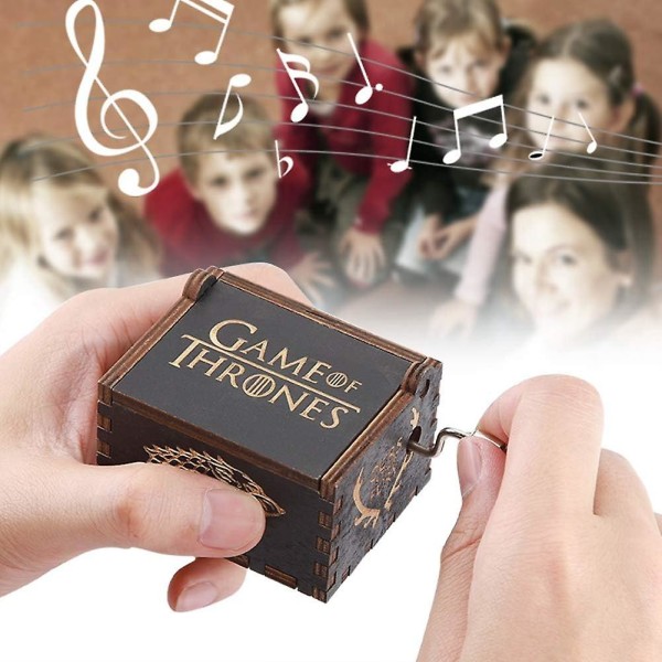Game Of Thrones spilledåse, retrostil håndsving af træ musikdåse, indgraveret spilledåse til børn, boligindretning, gave(game of Thrones)