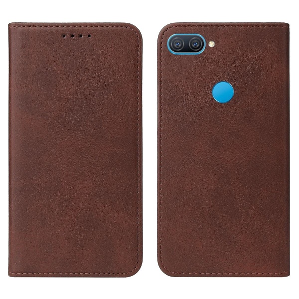 Oppo A12 Magnetic Closure -nahkaiseen phone case Brown