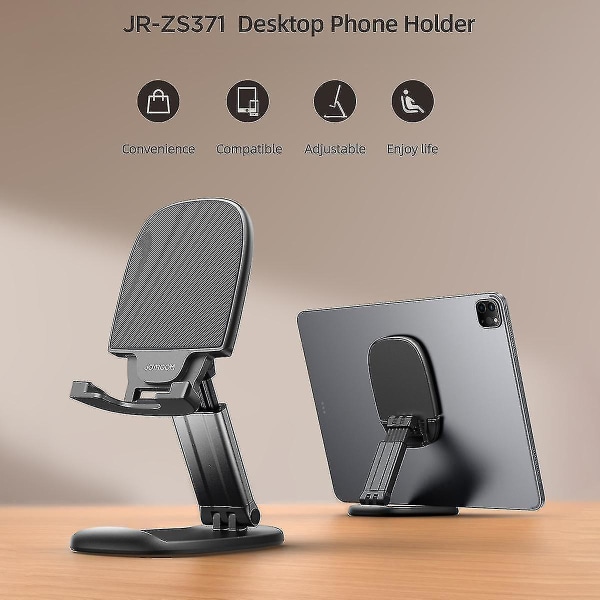 Joyroom Jr-zs371 pöytäpuhelinteline PC+abs+alumiiniseoksesta säädettävä taitettava tablettipidike Kb Black