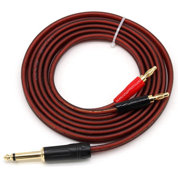1/4 til bananstik, 6,35 mm phono til bananstik højttaler lydkabel, forgyldt 1/4 han til dobbelt banan As shown