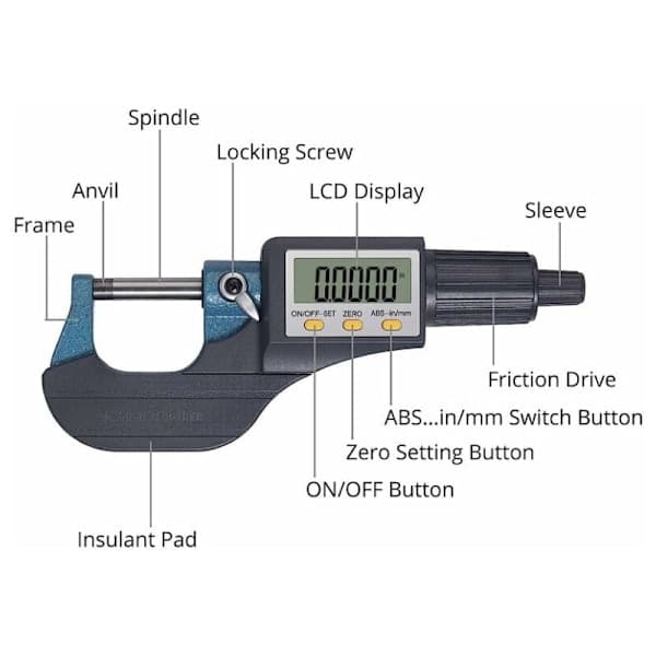 0-25mm LCD Digital Elektronisk Mikrometer Digital Palmer Udendørs M