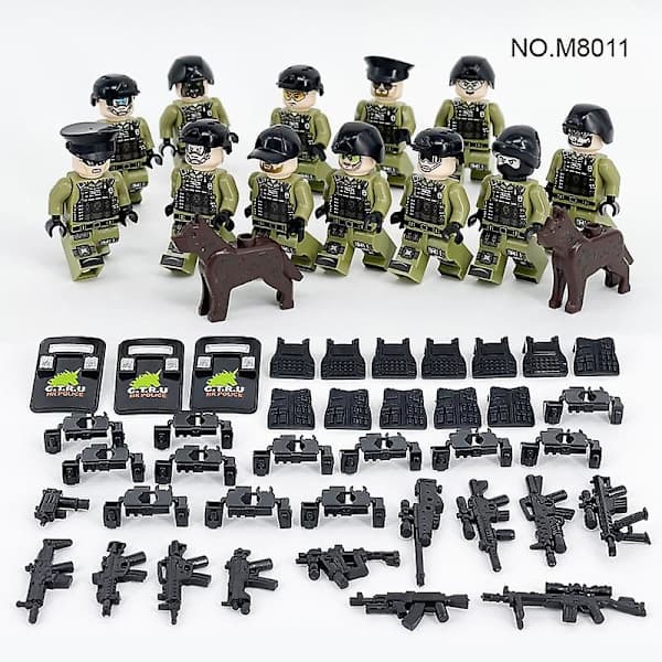 Sotilaallinen sarja Byggleksaker 12 minifiguuria