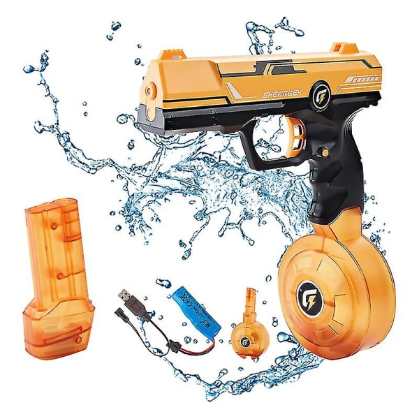 Elektrisk vannpistolleke for barn, vannpistoler med utvidelse orange