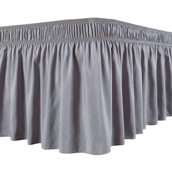 Sengekappe Silkeagtig Luksuriøs Omlot Sengekappe Let Pasform Ikke-falmende Flæser Elastisk Grå Grå Grey Grey【K】 Grå Grey XL