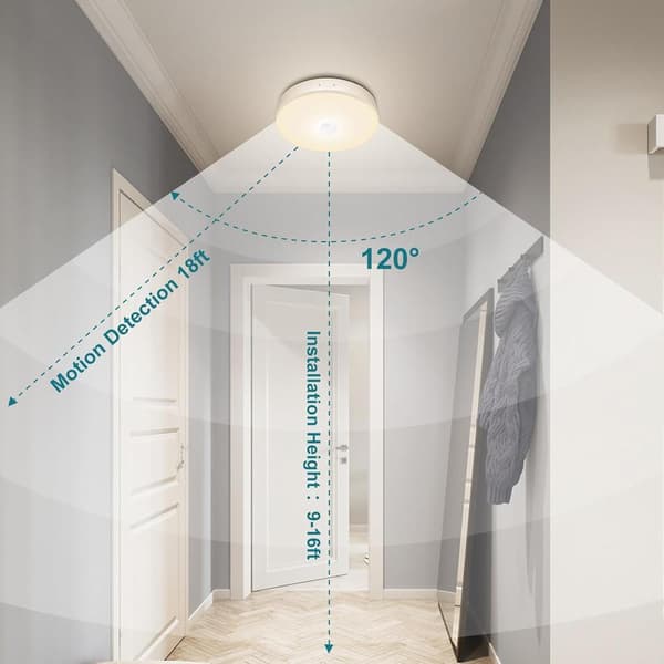 Rechargeable Ceiling Light with Motion Sensor and Remote Control, 7.4 inch, Wireless Ceiling Lamp, Battery Operated Cabinet Light, Motion Sensor, Battery Operated Lamp