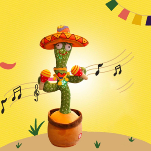 11,8 tommer dansende kaktus, Talking Cactus 120 Musik Syngende Cactus Legetøj, Cactus Plysdyr, Usb Charging Cactus Toy, Electronic Talking Recording Intet B