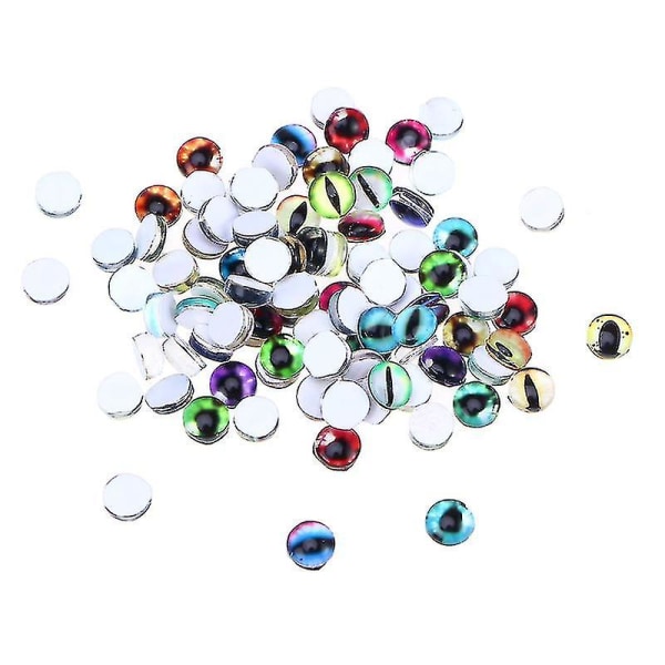 100 stk 6 mm blandede øyemosaikkfliser Dome Cabochons Glass edelsten for håndverk Smykkefremstilling