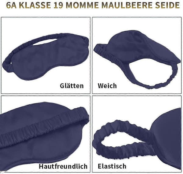 Øyemaske i silke for voksne, marineblå