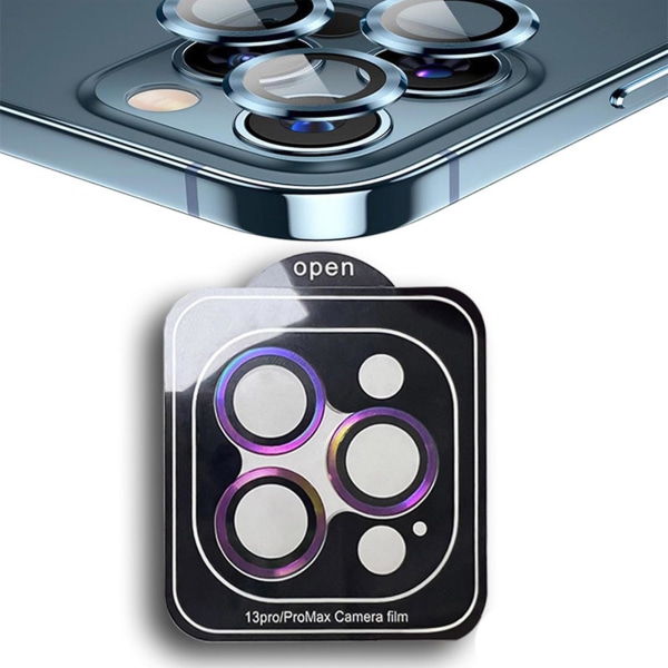 För Iphone 15 Pro Max/ 15 Ultra Camera Lens Protector 3st, Fallskydd 9h härdat glas Kameraskydd Cover Metallring colorful