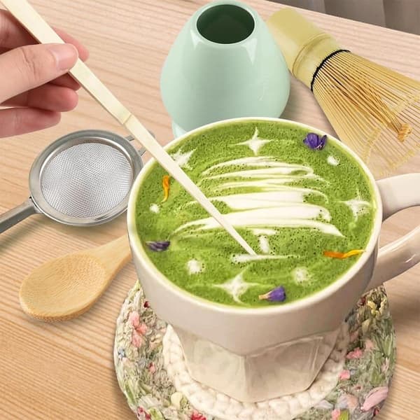 5-delt matcha-sæt, matcha piskeris, matcha te-sæt, perfekt gave til matcha-elskere.